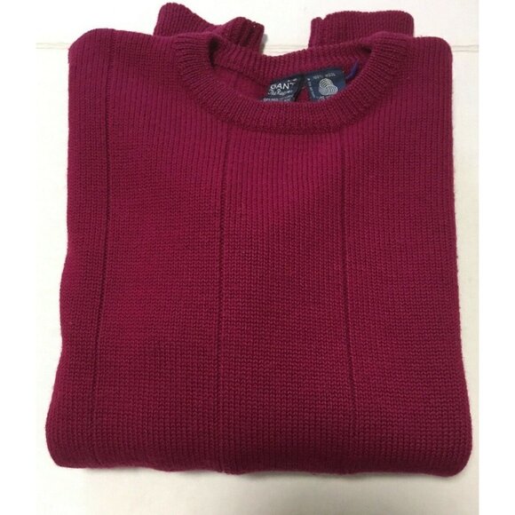Gant The Rugger Men's Sweater 100% Wool Crew Neck Purple Retail $200 VTG Size L - Picture 2 of 10